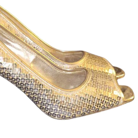 Style & Co. Silver Sequined Square Peep Toe Heels - Picture 4 of 8